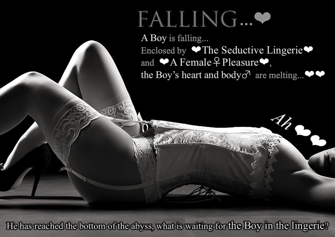 A boy in seductive lingerie is falling 2E