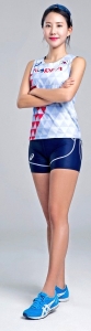 korean beautiful athlete in tight spandex shorts